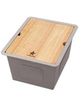 Undermount Stainless Steel Kitchen Sink With Grid And Cutting Board 15 X 19 X 10 Single Bowl 304 Grade Includes Strainer And Accessories Durable Brushed Finish For Easy Care, shown with wooden cutting board