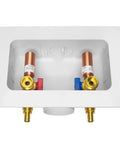 Heavy Duty Washing Machine Outlet Box With Center Drain Copper Water Hammer Arrestor One Half Inch Crimp Pex Inlet Three Quarter Inch