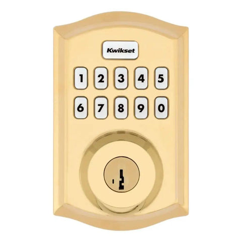 Keyless Smart Lock Deadbolt With Z-Wave Technology For Home Security And Automation, illuminated keypad, polished brass finish