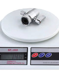 Heavy Duty Brass Sink Faucet Diverter Valve With Rigged Tough Chrome Handle on a scale, showing weight for plumbing use.