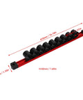 9 Slot Screwdriver Organizer Rail And Wrench Hanger Tool Holder For Workshop And Garage Wall Mount, Aluminum Alloy and PP, dimensions visible