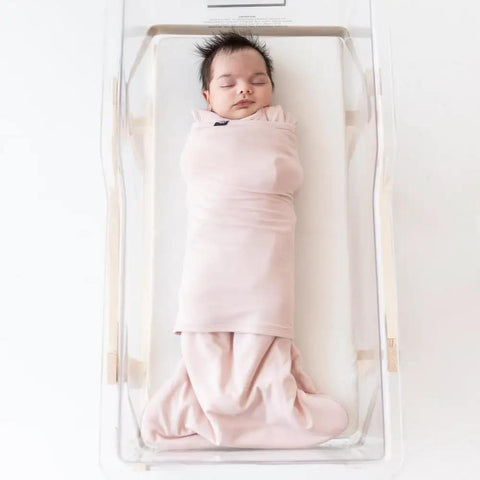 Buttery Soft Bamboo Sleep Sack Swaddler With Dual Zipper And Removable Velcro Band Breathable Rayon From Bamboo 1 Tog in blush color