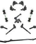 Beefed Up 12 Piece Steering And Suspension Rebuild Kit For 1989 To 1994 Toyota Pickup showing tie rods, ball joints, and sway links.