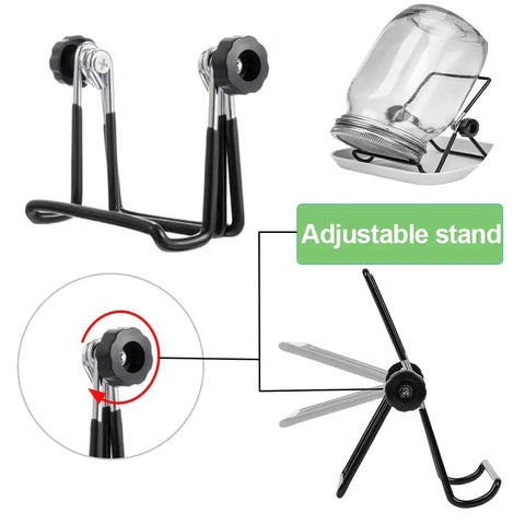 Two Pack Sprouting Stands With Trays 304 Stainless Steel Sprouting Kit For Mason Jars 360 Degree Rotating Stands Perfect For Sprouting Seeds And Beans At Home showing adjustable stand and mason jar setup.