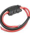 Heavy Duty Four Gauge Power Wire Kit For Ford Mustang With Electrolytic Copper Alternator Upgrade Cables Of Forty Eight Inches Length, red cables and connectors.