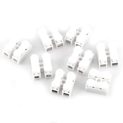 Spring Clamp Terminal Wire Connector Pack 100 Quick Release 2 Pin 10A 220V White Cable Connector for Wiring Harness Easy Snap In