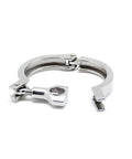 Front view of a 2-inch stainless steel 304 sanitary clamp with bolt and silicone gasket