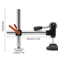 Heavy Duty Table Saw Presser With Adjustable Cast Iron Clamp For Woodworking Projects, 25cm height, 28.5cm width, silver material.