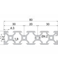 2080 Aluminum Extrusion V Slot 1000mm Black 1 Pack 20x80 Profile 20 Series European Standard Anodized Linear Rail For DIY CNC 3D Printer Maker Build Sturdy Frame Easy Mounting Smooth Linear Motion cross-section diagram