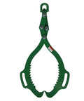 Log Lifting Tongs With Two Serrated Swivel Claws 32 Inch Opening Heavy Duty Timber Grapple For Lumber Skidding in green powder-coated steel.