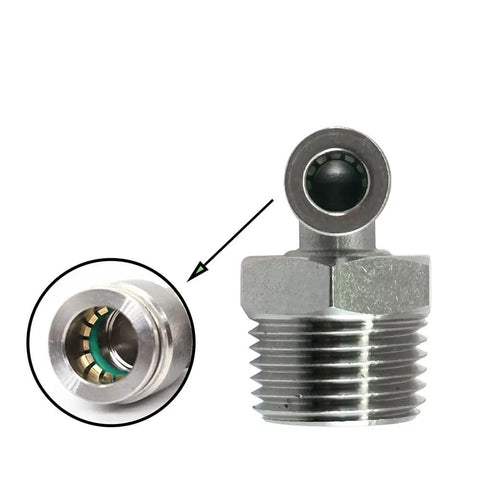 Heavy Duty 304 Stainless Steel 90 Degree Elbow Fittings, 1/4 Inch Tube OD To 1/2 Inch NPT Thread, Push-To-Connect Air Fittings detail