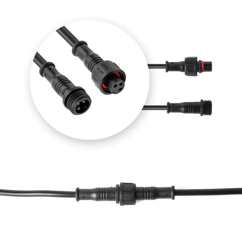 3 Pin Electrical Connector Kit 22AWG IP65 Waterproof Male And Female Plug And Play Extension Cables 15mm Nut