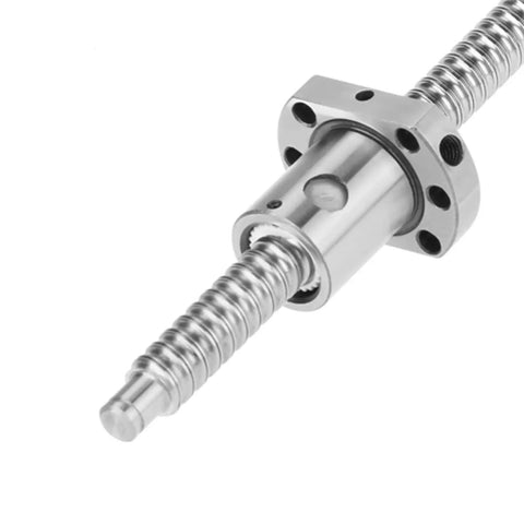 Close-up of Anti Backlash Ball Screw Kit SFU1204 700mm with ballnut for precision linear motion, ideal for heavy machinery and robotics.