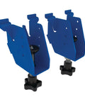 Level Up Your Shop Rig With These Knockout Adaptive Cutting System Extension Brackets That Bolt Right Onto Standard Workbenches Or Portable Project Tables For Quick Setup, blue heavy-duty steel brackets.