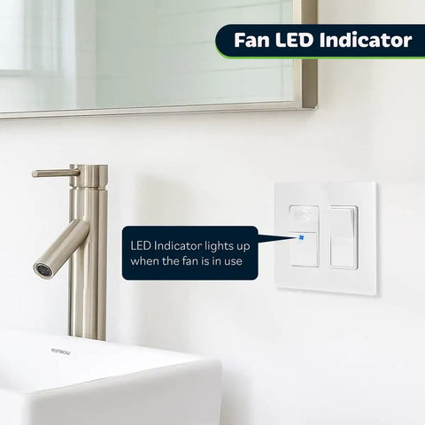 Circulator Switch With Hourly Fresh Air Timer For Ceiling And Wall Vent Fans Auto Countdown Off After Set Time LED