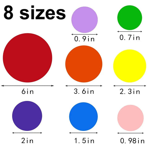 264 Piece Polka Dot Wall Decals Set Colorful Vinyl Circle Dots for Walls Perfect for Kids Bedrooms Nurseries Playrooms and Classrooms 7 Sizes 12 Bright Colors Easy Peel And Stick Stickers shown in various sizes and colors