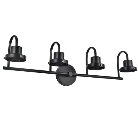 Four Light Black Vanity Light Fixtures With Clear Glass Shades Dope Industrial Wall Sconces For Bathroom Hallway Kitchen Living Room Modern Rustic Indoor Lighting, side view, black metal frame