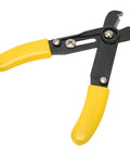 No Fuss Wire Strippers With A Comfort Rubberized Handle And High Precision Single Hole Cutter, yellow rubber grips, ideal for jewelry making.
