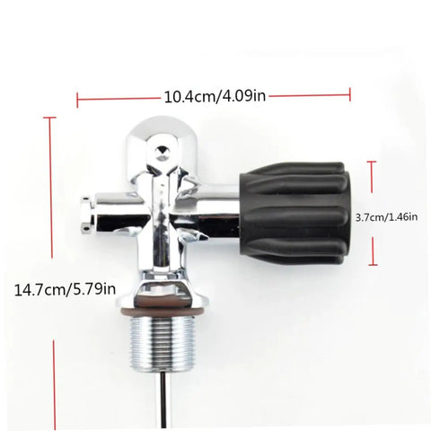 Durable Diving Tank Valve And Cylinder Adapter For 250BAR Underwater Gas Chrome Plated Brass Valve With Easy On Off Hand Wheel Grip