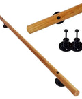 Rock Solid Wood Handrail With Heavy Duty Mount Brackets, Adjustable Non Slip Safety Grab Bar For Home Stairs close-up view with mounts
