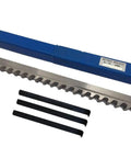 Deadset Reliable HSS Keyway Broach For CNC Machining and Gritty Workshop Slot Cutting, 8mm steel with three black inserts.