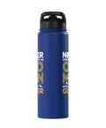 Blue insulated stainless steel water bottle for sailplane pilot dads and glider club fans the ultimate gift for soaring addicts.