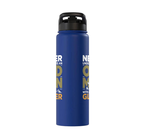 Blue insulated stainless steel water bottle for sailplane pilot dads and glider club fans the ultimate gift for soaring addicts.