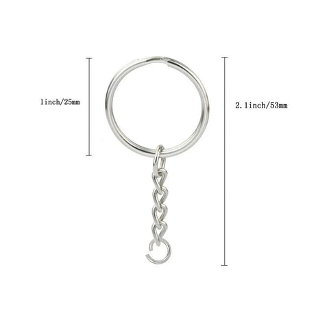 Split Key Ring Kit With Chains And Jump Rings, 100 Pieces, 1 Inch Silver Nickel Key Rings for DIY Crafts, Smooth Durable Edges