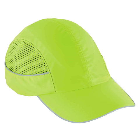 LED Brim Safety Bump Cap Baseball Style Long Brim Work Hat With Front Light, 23 Lumen Dual Action LED, Lime Color