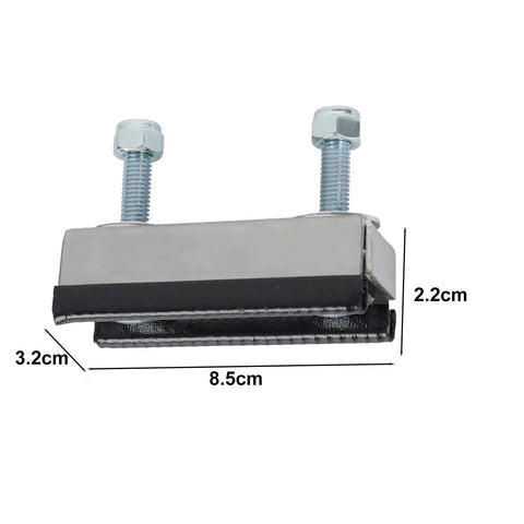Heavy Duty Roof Rack Mounting Brackets For RVs And Campers Stainless Steel Clamps 8.5cm with rubber padding shown from the side