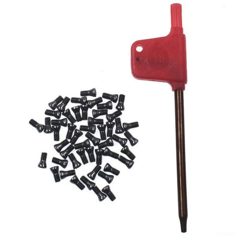 50 Piece M2.5 X 6MM Torx Socket Head Cap Screws For Carbide Insert Lathe Tools with a red Torx driver