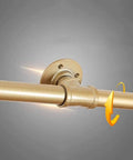 Industrial Pipe Stair Handrail Kit Golden Wall Mounted Railing System close-up of joint connection, durable steel construction.
