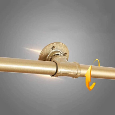 Industrial Pipe Stair Handrail Kit Golden Wall Mounted Railing System close-up of joint connection, durable steel construction.