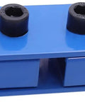 Heavy Duty Machinery Skates Carrying 4409 Lbs And Designed For No Sweat Equipment Moving With A Beast Mode Carbon Steel Base and smooth PU casters close-up of blue carbon steel deck with black rollers.