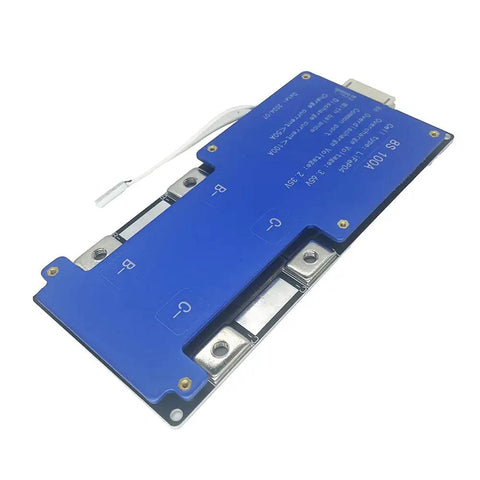 Bulletproof Eight Series 24V BMS Forged For LifePO4 Setups with blue casing and terminal connections for LiFePO4 battery management.