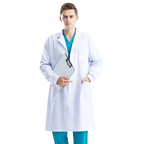 White Unisex Lab Coat For Men And Women Doctor Dentist Scientist Coat DIY Workwear Student Halloween Career Day