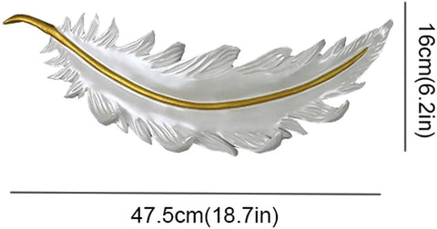Knockout Modern Wall Mounted Coat Hooks For Tight Spaces With Seven Rust Proof Resin Hangers showing a white feather design and gold accent.