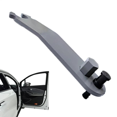 Universal Alloy Door Hinge Align Tool Pro Grade For Auto Body Repair And DIY Fixes shown next to a car door.