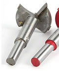 Precision 14mm Forstner Drill Bit Heavy Duty Cemented Carbide Hole Saw for Smooth Woodworking showing two drill bits with steel shafts.
