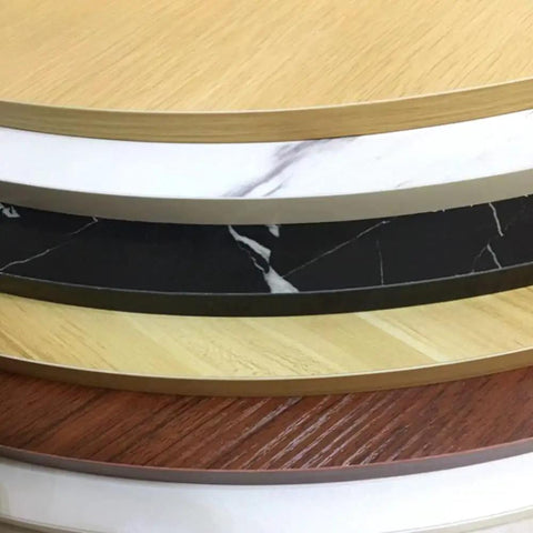 Various wood and marble finishes of Wood Round Dining Turntable Lazy Susan Rotating Serving Tray 20 To 40 Inch for Home Kitchen Counter.