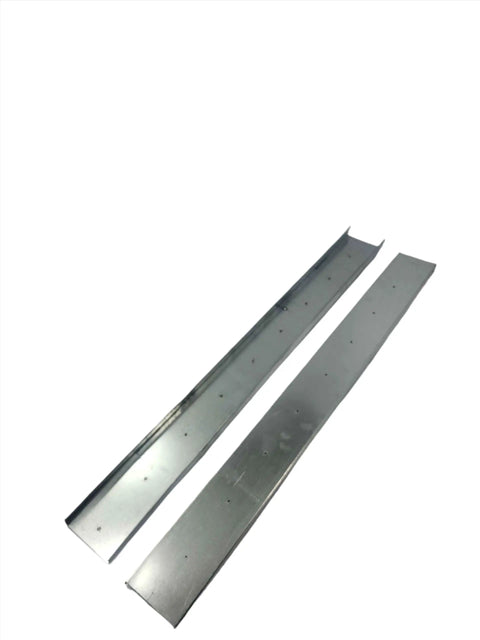 Two metal plates for installation, used with Badass 12 X 24 Water To Air Heat Exchanger With One Inch Copper Fittings And Zero Hassle Front Flange Mount Kit For Outdoor Wood Boilers And Top Shelf Furnace Plenums Churning Out Killer 115200 BTU.