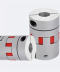 One Pack Heavy Duty Plum Elastic Coupler For Servo Motor Builds with red rubber insert, showing flexible design and precision fit.