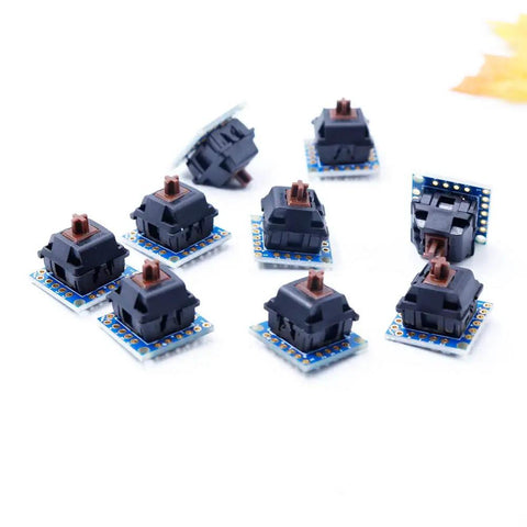 Nine Piece Key Switch Breakout Prototype PCB Board Compatible With Cherry MX For DIY Mechanical Keyboard Projects And Breadboard Prototyping With Full Pin Compatibility And Easy Hookups, 9 blue PCBs
