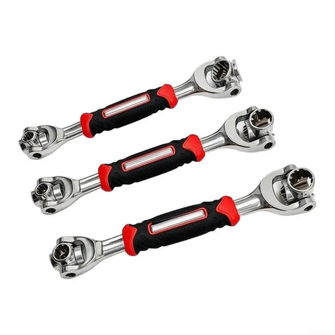 Heavy Duty Swivel Socket Wrench Set 8mm To 21mm Perfect For Grease Monkey Projects Reaches Nasty Tight Spaces With Ease Non Magnetic Grip Handles Stubborn Bolts Like A Champ, three-piece set with rubber grip handles.