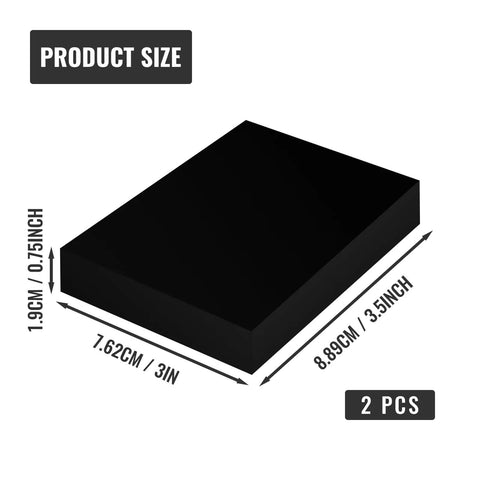 Black HDPE Tapping Block Set For Woodworking And Do It Yourself Projects, High Density Polyethylene Rectangular Blocks, Two Pack, Size Display