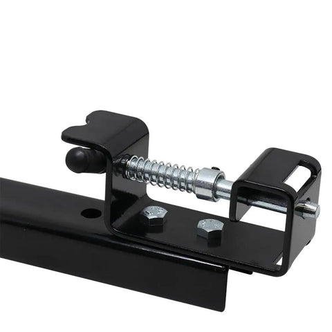 Adjustable bracket of Beefy 15 Gallon ATV Broadcast Sprayer With 7 Ft Swath, 2.2 GPM Pump, 70 PSI Max, all steel boom.