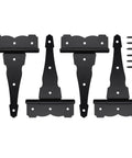 8 Inch Heavy Duty Decorative T Strap Hinge Rustproof Iron Black Gate Hinge With Screws For Storage Sheds Gates Barns