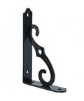 Beefy Triangular Carbon Steel Wall Shelf Bracket For Floating Shelves Matte Black Heavy Duty Mount with scroll design