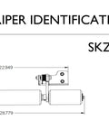 Technical drawing of Zebra Striper Identification Guide for Z Master 2000 And 4000 Series Lawn Stripe Kit with dimensions.