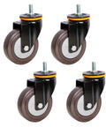 Heavy Duty Swivel Caster Wheels With Locking Brake Non Slip Rubber Castors Set Of 4 Four Inch shown in close-up view.